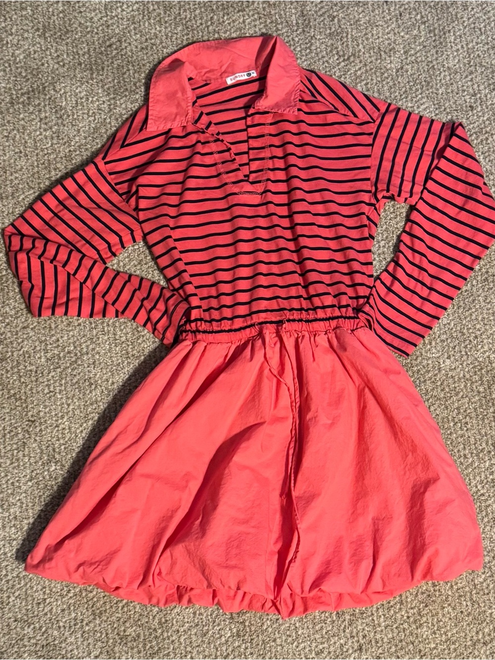 Sundry Anthropologie Twofer Bubble Hem Mini Stripe Dress M